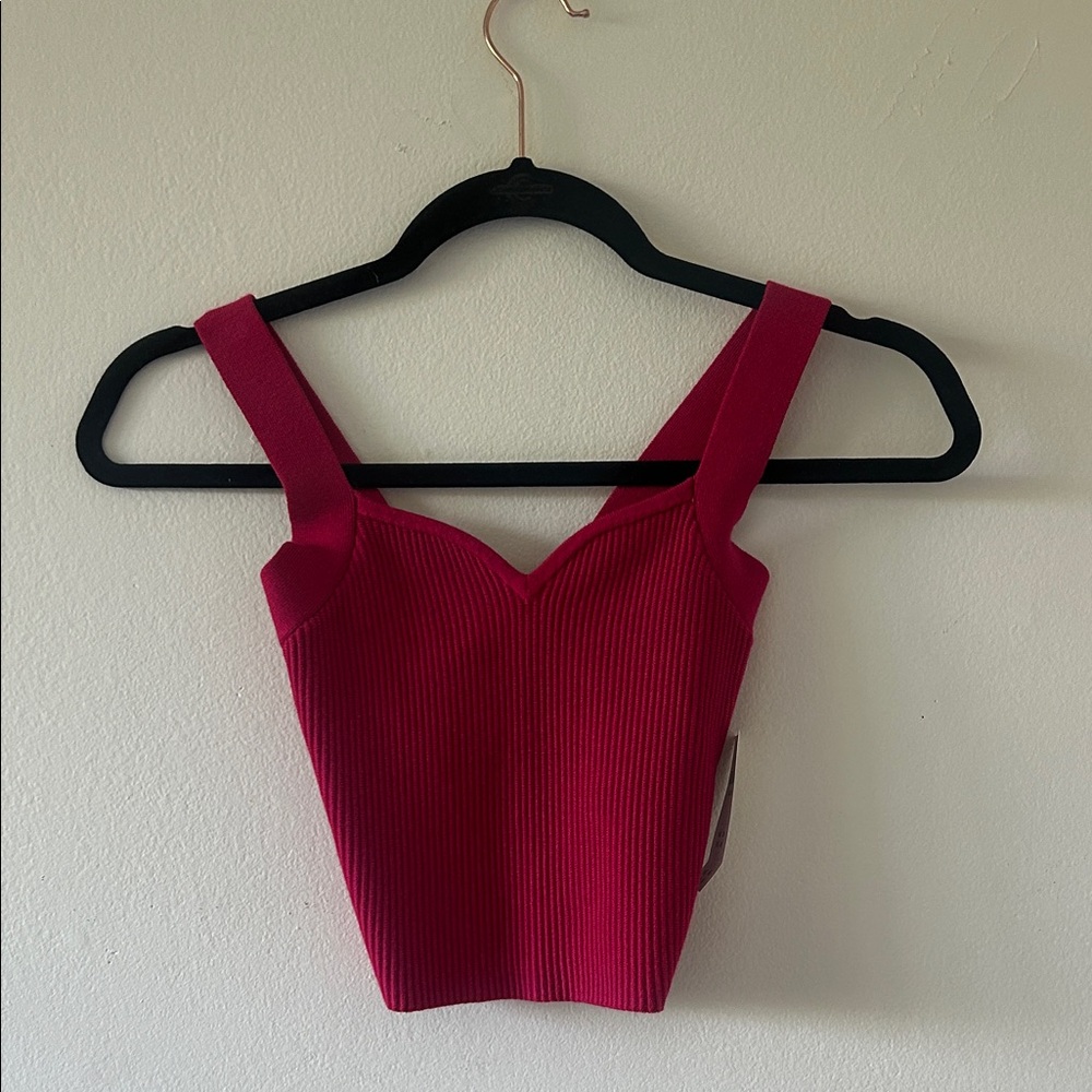 Abercrombie & Fitch Pink Ribbed Crop Tank Top